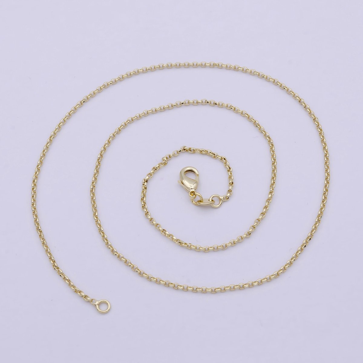 14K Gold Filled Rolo Chain Necklace, 17.7 Inch Rolo Chain Necklace, Dainty 1.4mm Link Necklace w/ Lobster Clasp | WA-812 Clearance Pricing - DLUXCA