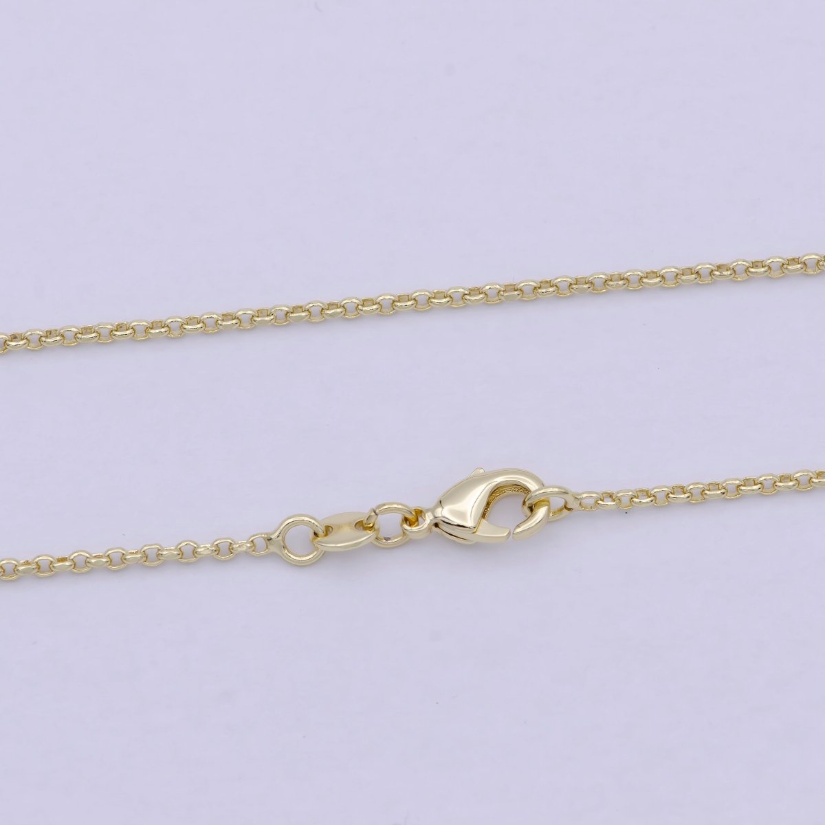 14K Gold Filled Rolo Chain Necklace, 17.7 Inch Rolo Chain Necklace, Dainty 1.4mm Link Necklace w/ Lobster Clasp | WA-812 Clearance Pricing - DLUXCA