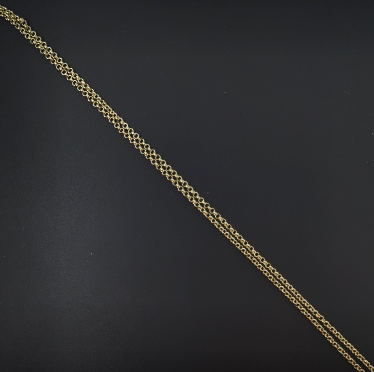 14K Gold Filled Rolo Chain Necklace, 17.7 inch Rolo Finished Chain For Jewelry Making, Dainty 1.5mm Rolo Necklace w/Spring Ring | CN-541 - DLUXCA