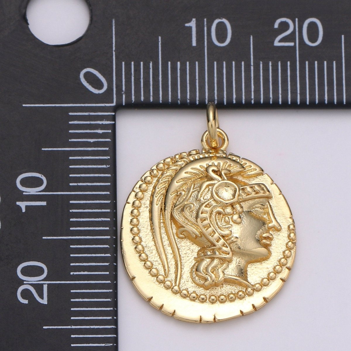 14k Gold Filled Roman Gold Coin Pendant, Greek Warrior Heracles Coin Pendant, Earing DIY, Warrior Coin Pendant, Hercules coin Pendant D-147 - DLUXCA