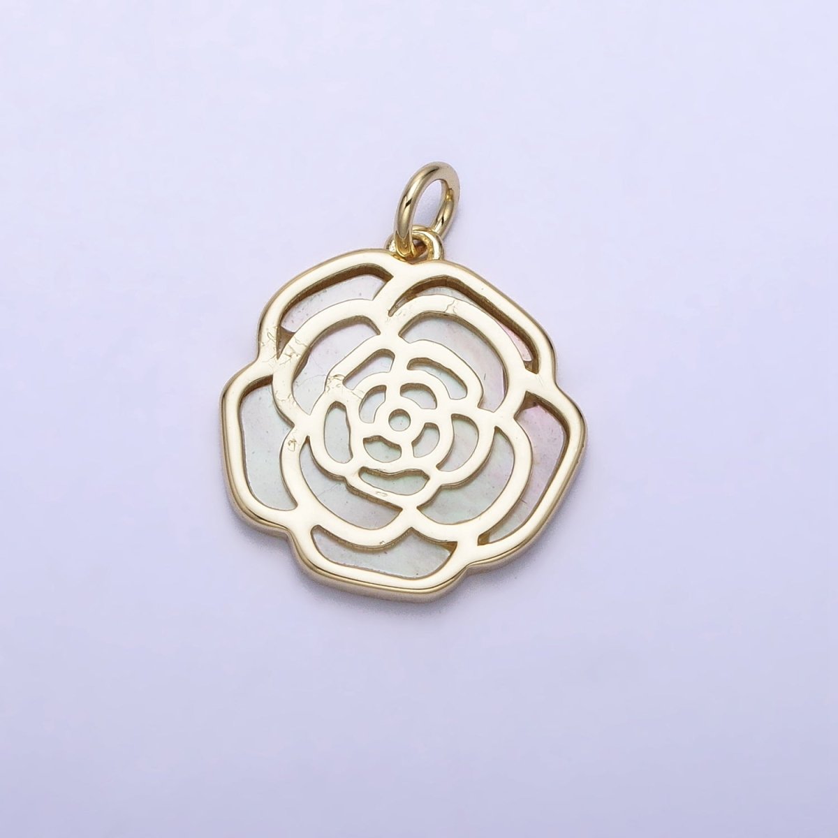 14K Gold Filled Rose Flower Shell Pearl Charm | AC1501 - DLUXCA