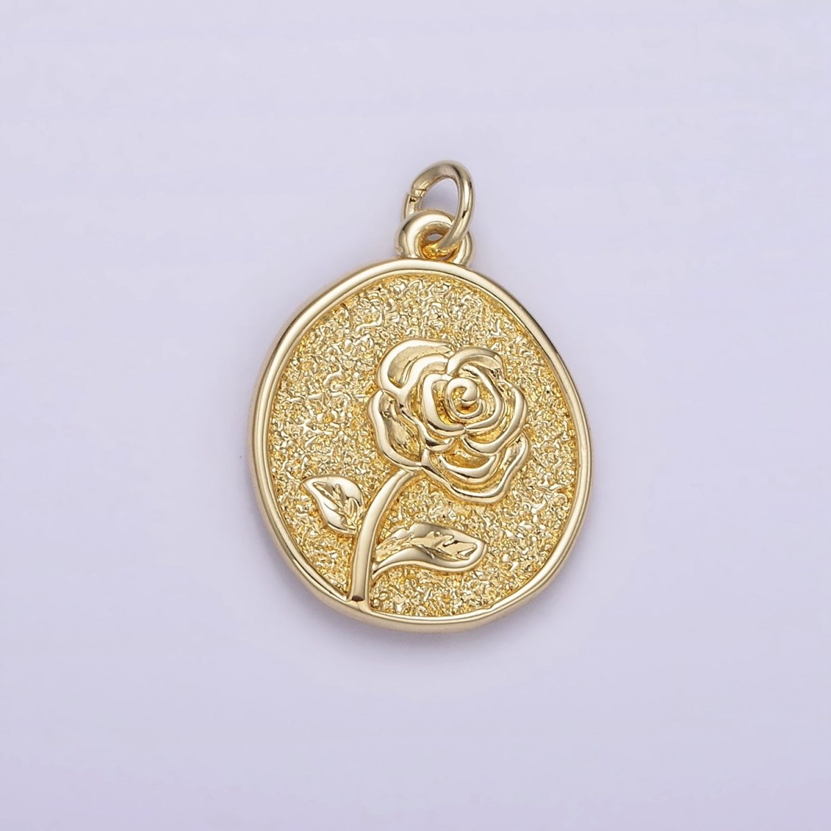 14K Gold Filled Rose June Birth Flower Hammered Stamped Personalized Double Sided Charm | AG226 - DLUXCA