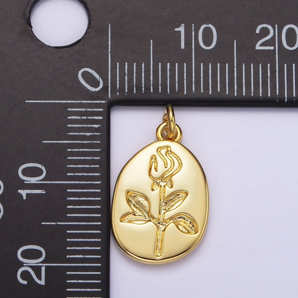 14K Gold Filled Rose June Birth Flower Personalized Engraved Charm | AG263 - DLUXCA