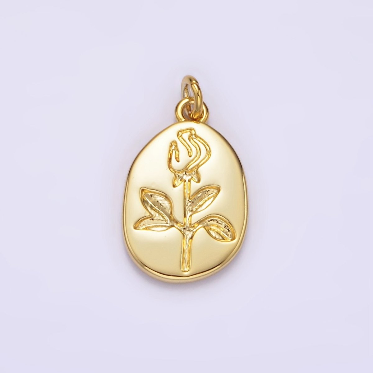 14K Gold Filled Rose June Birth Flower Personalized Engraved Charm | AG263 - DLUXCA