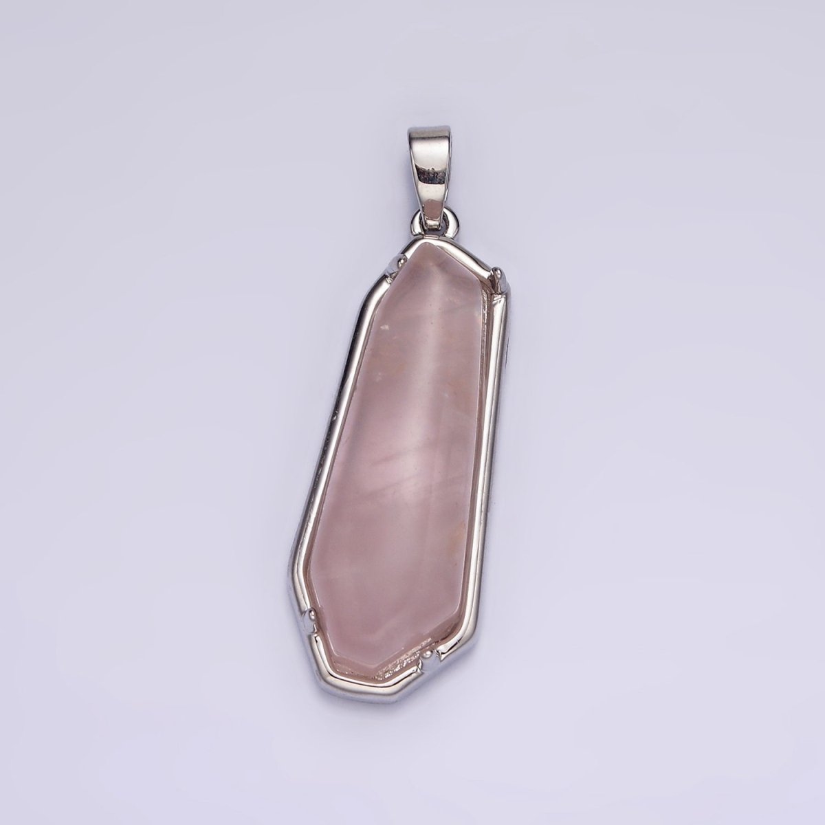 14K Gold Filled Rose Quartz, Aventurine, Amethyst Geometric Bezel Pendant in Gold & Silver | N2030 - N2034 - DLUXCA