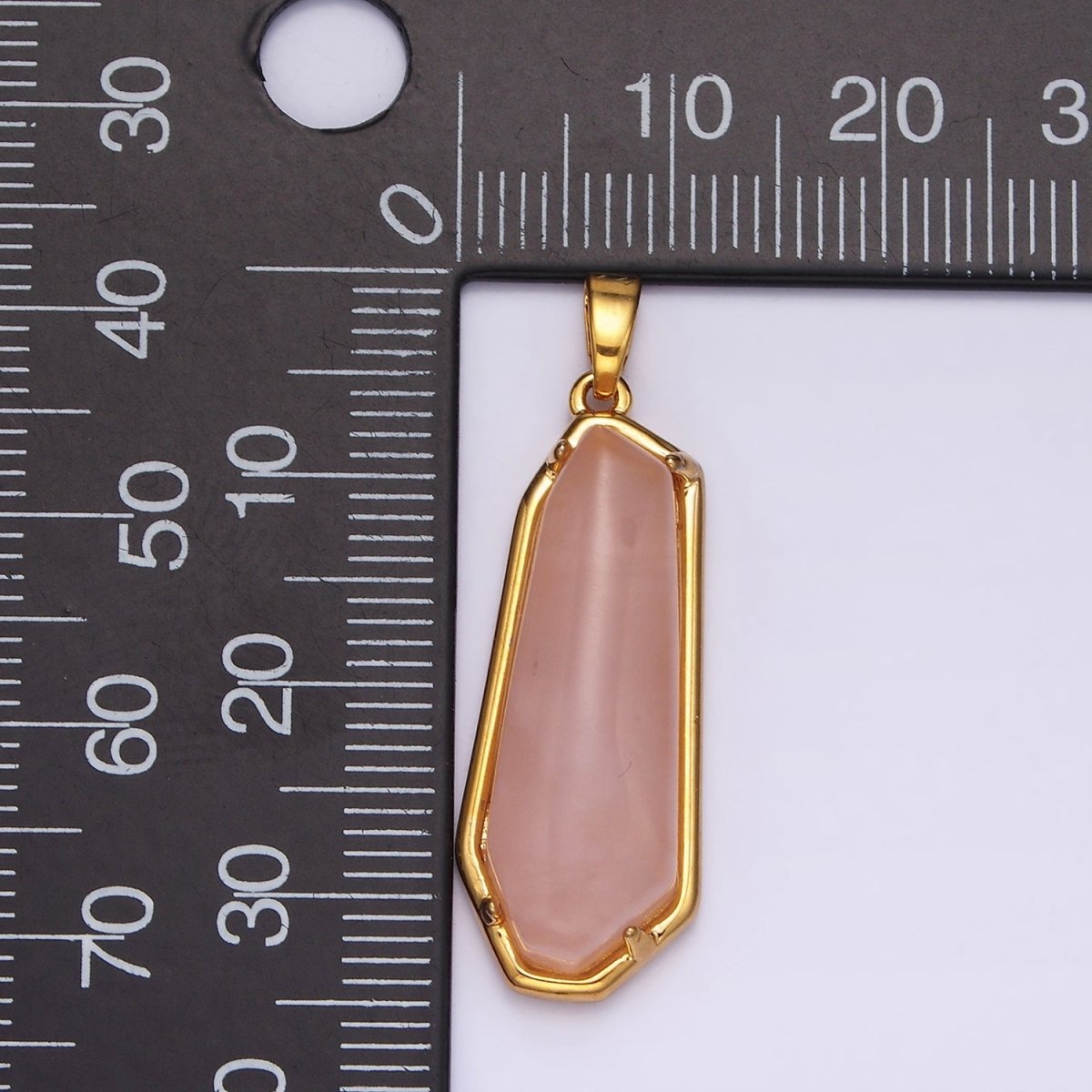 14K Gold Filled Rose Quartz, Aventurine, Amethyst Geometric Bezel Pendant in Gold & Silver | N2030 - N2034 - DLUXCA