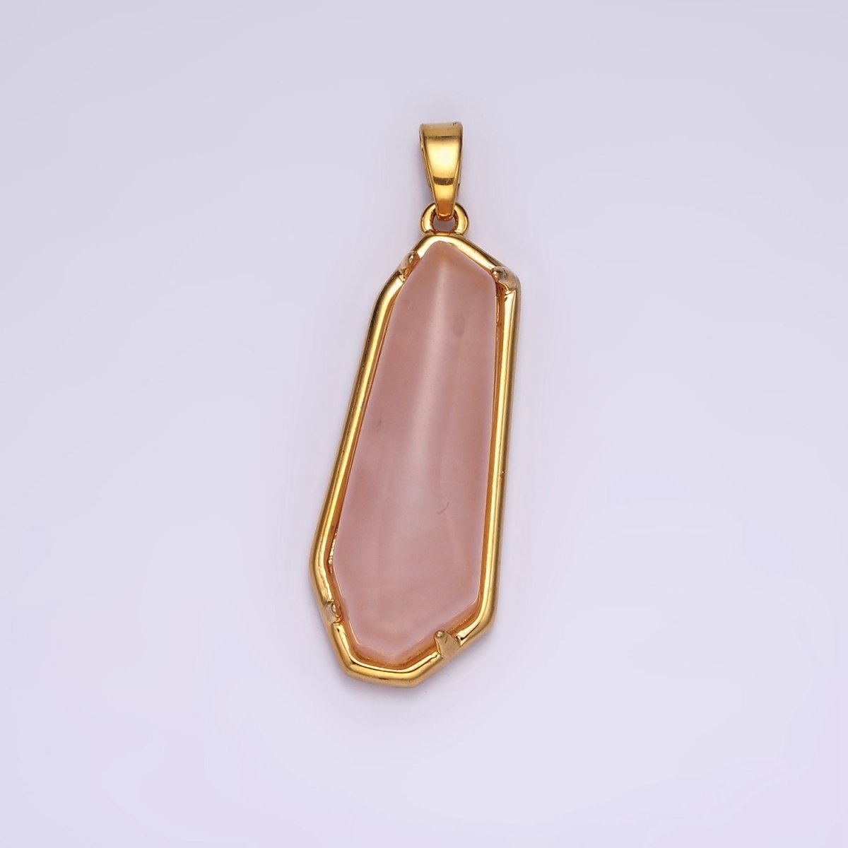 14K Gold Filled Rose Quartz, Aventurine, Amethyst Geometric Bezel Pendant in Gold & Silver | N2030 - N2034 - DLUXCA