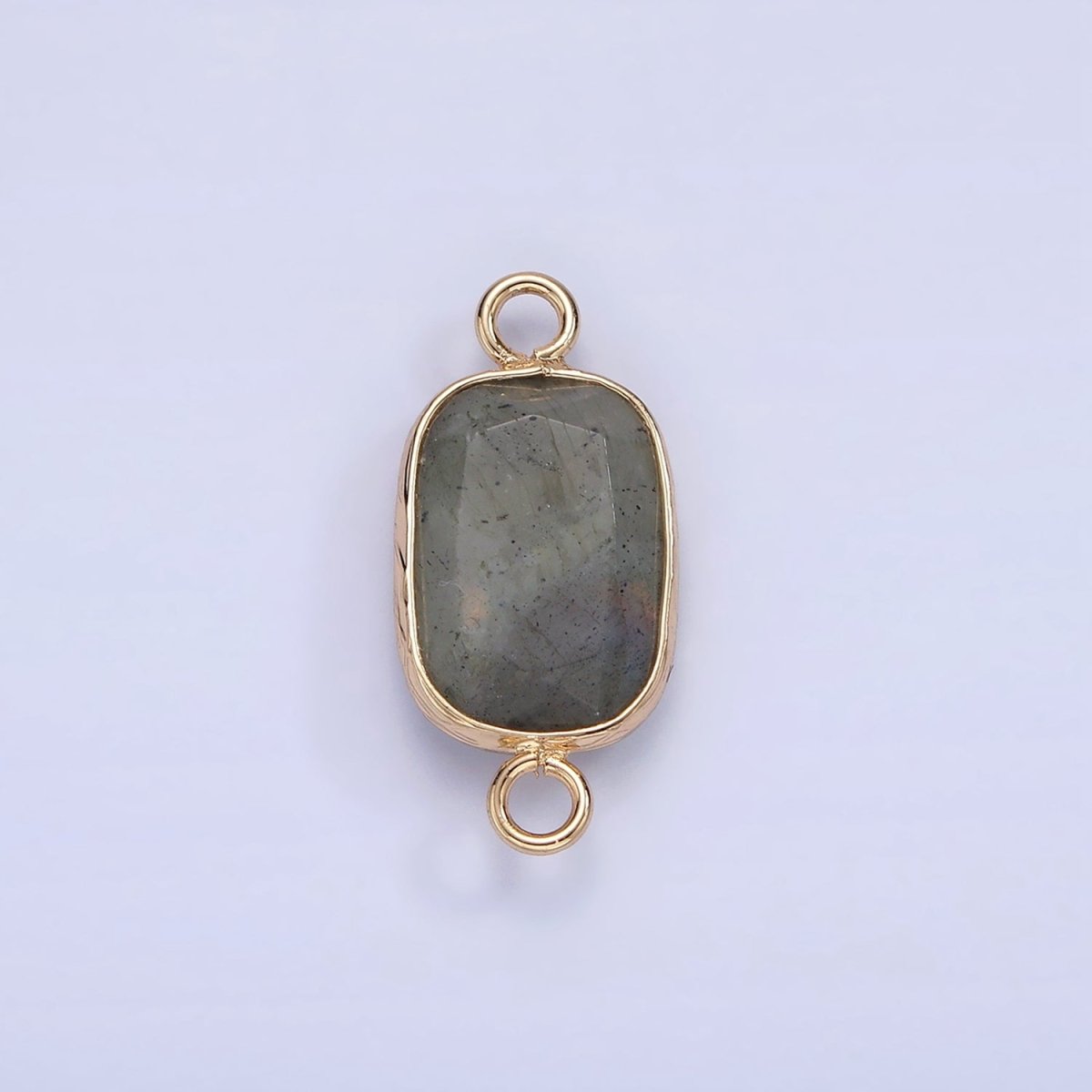 14K Gold Filled Rose Quartz, Clear Quartz, Howlite, Labradorite, Onyx, Amethyst Oval Bezel Connector | G-005 - G-010 - DLUXCA