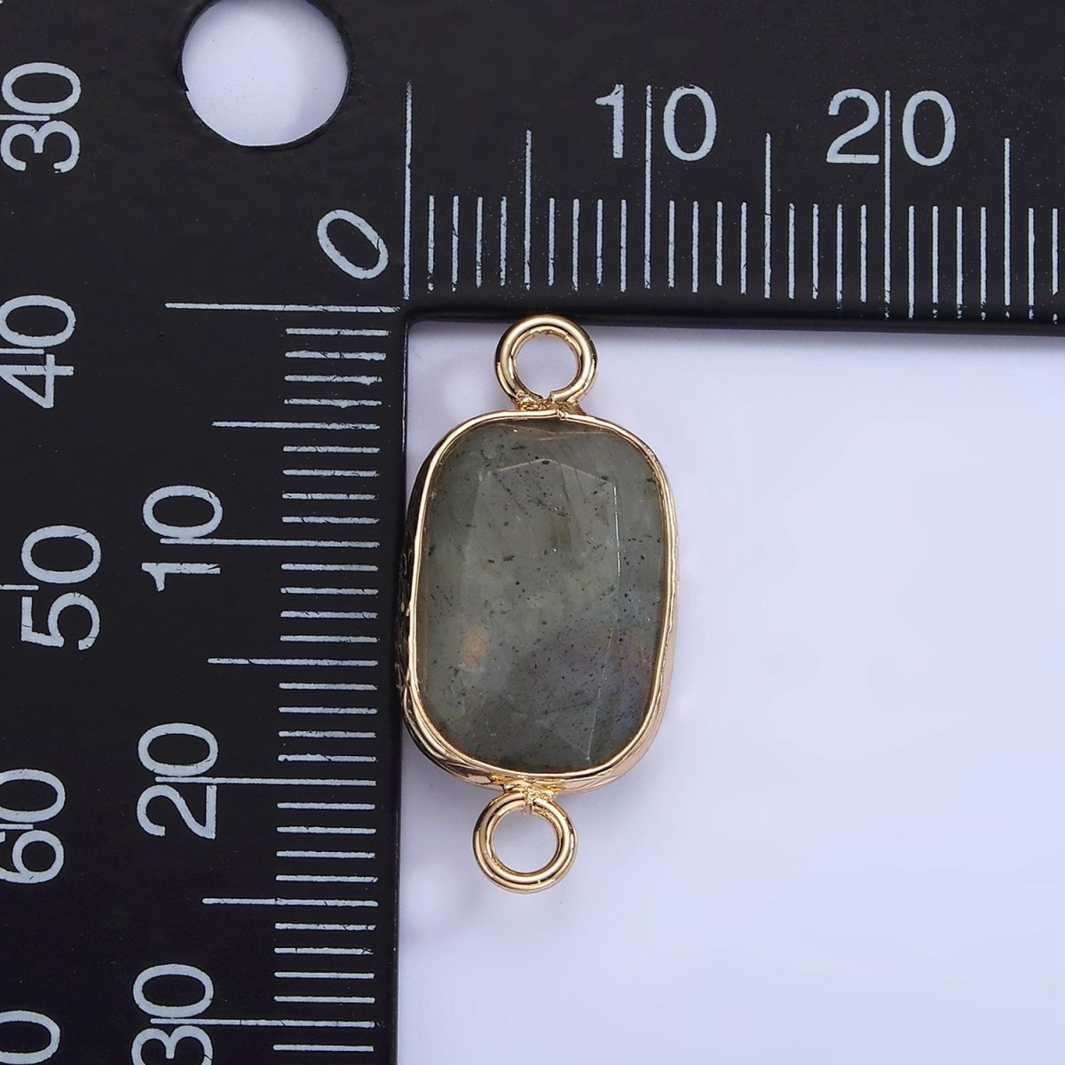 14K Gold Filled Rose Quartz, Clear Quartz, Howlite, Labradorite, Onyx, Amethyst Oval Bezel Connector | G-005 - G-010 - DLUXCA