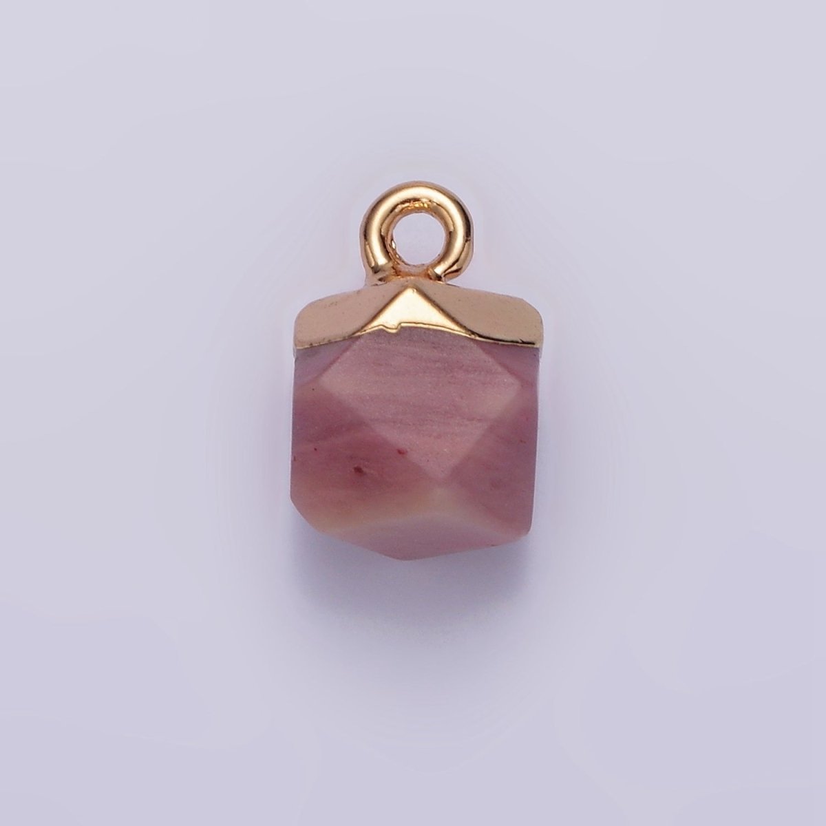 14K Gold Filled Rose Quartz, Onyx, Blue Lace Agate, Rhodonite, Amethyst Multifaceted Round Charm | N1713 - N1717 - DLUXCA