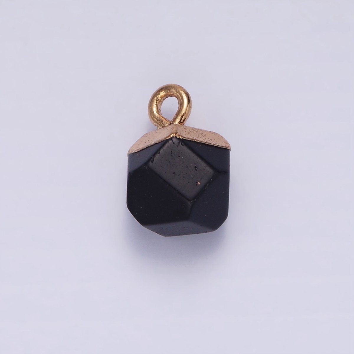 14K Gold Filled Rose Quartz, Onyx, Blue Lace Agate, Rhodonite, Amethyst Multifaceted Round Charm | N1713 - N1717 - DLUXCA