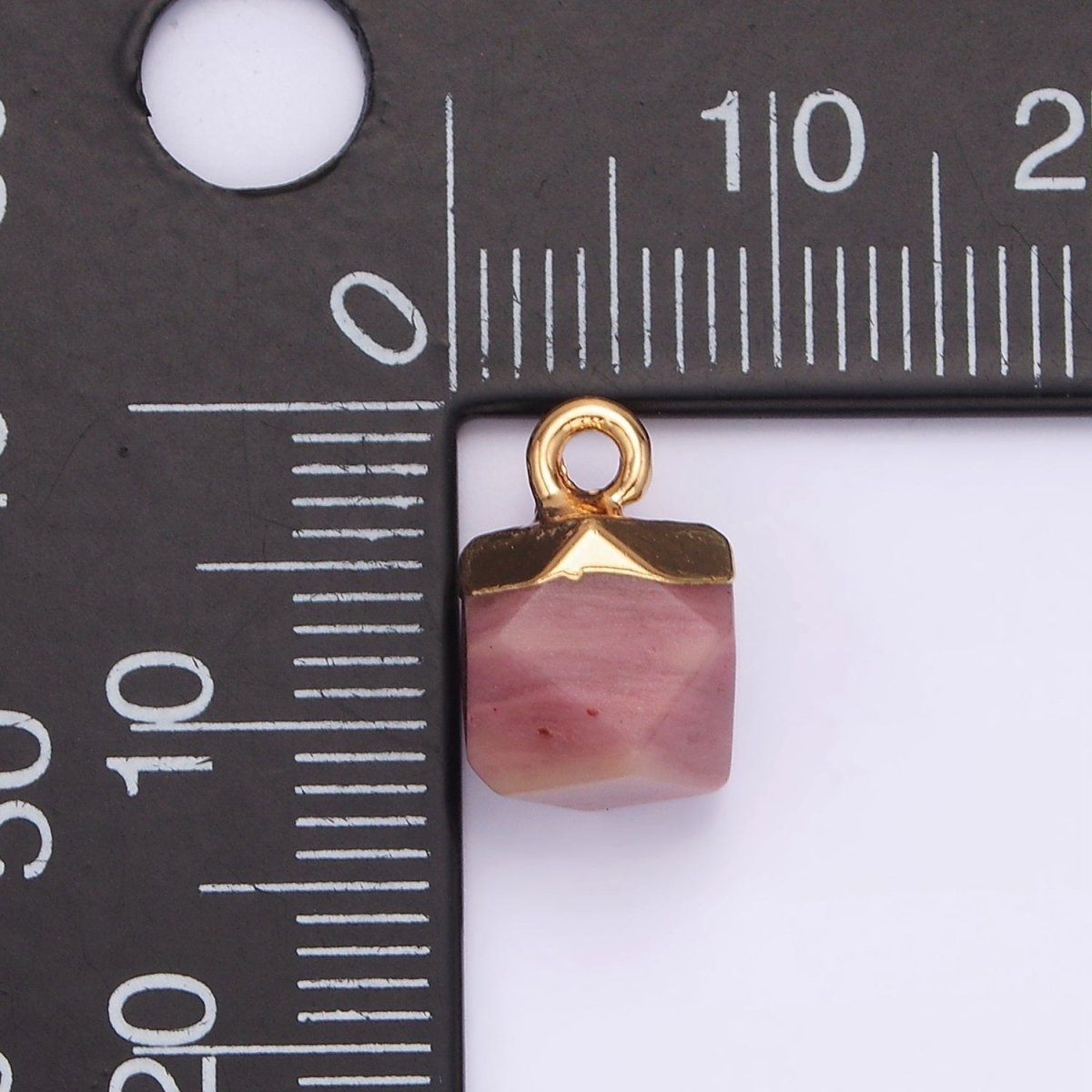 14K Gold Filled Rose Quartz, Onyx, Blue Lace Agate, Rhodonite, Amethyst Multifaceted Round Charm | N1713 - N1717 - DLUXCA