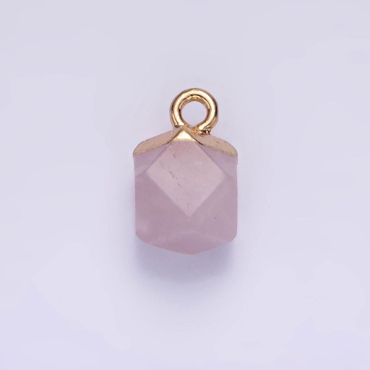 14K Gold Filled Rose Quartz, Onyx, Blue Lace Agate, Rhodonite, Amethyst Multifaceted Round Charm | N1713 - N1717 - DLUXCA