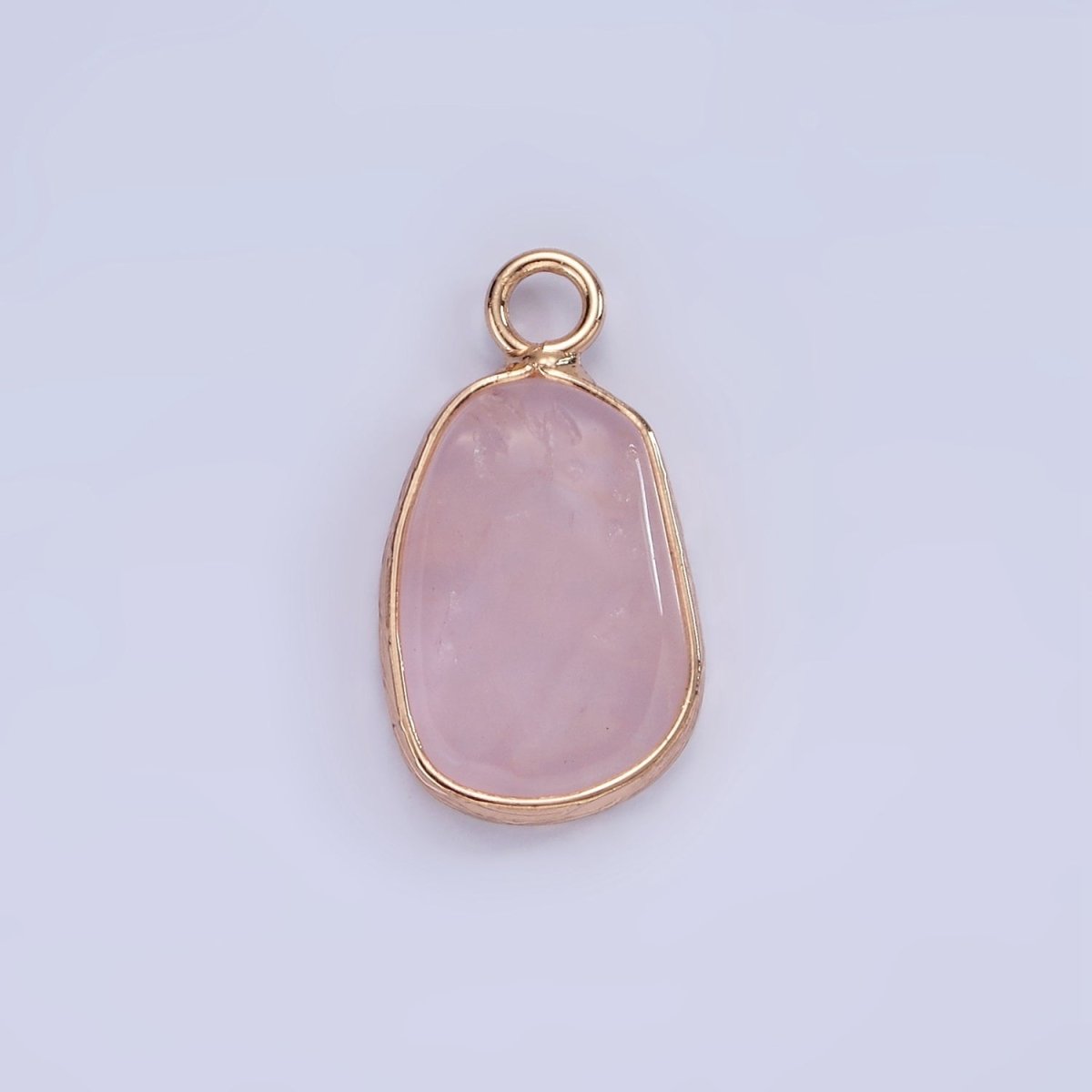 14K Gold Filled Rose Quartz, Pink Quartz, Amethyst Abstract Oval Bezel Charm | N1696 - N1698 - DLUXCA