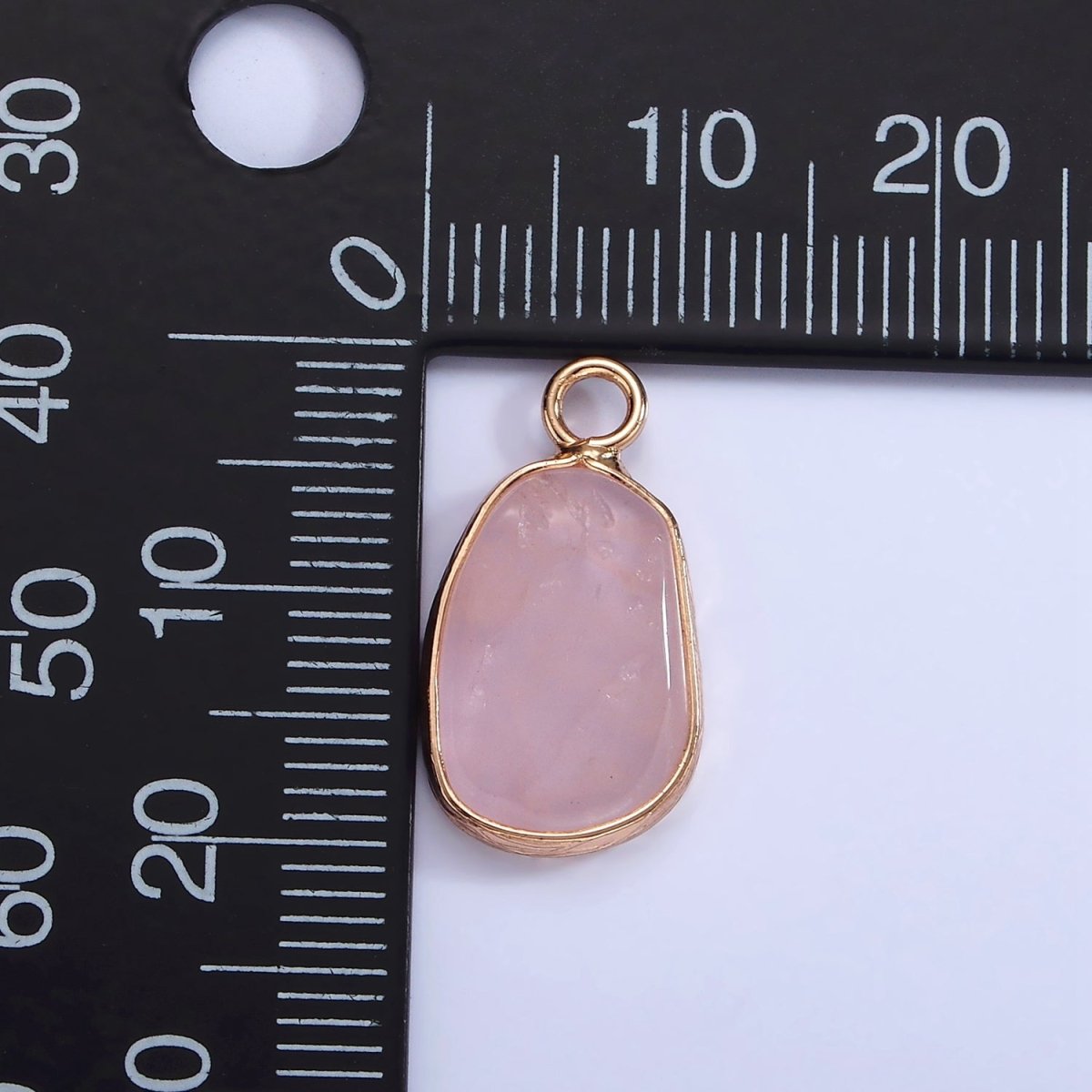 14K Gold Filled Rose Quartz, Pink Quartz, Amethyst Abstract Oval Bezel Charm | N1696 - N1698 - DLUXCA