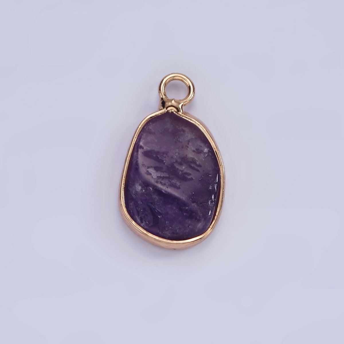 14K Gold Filled Rose Quartz, Pink Quartz, Amethyst Abstract Oval Bezel Charm | N1696 - N1698 - DLUXCA