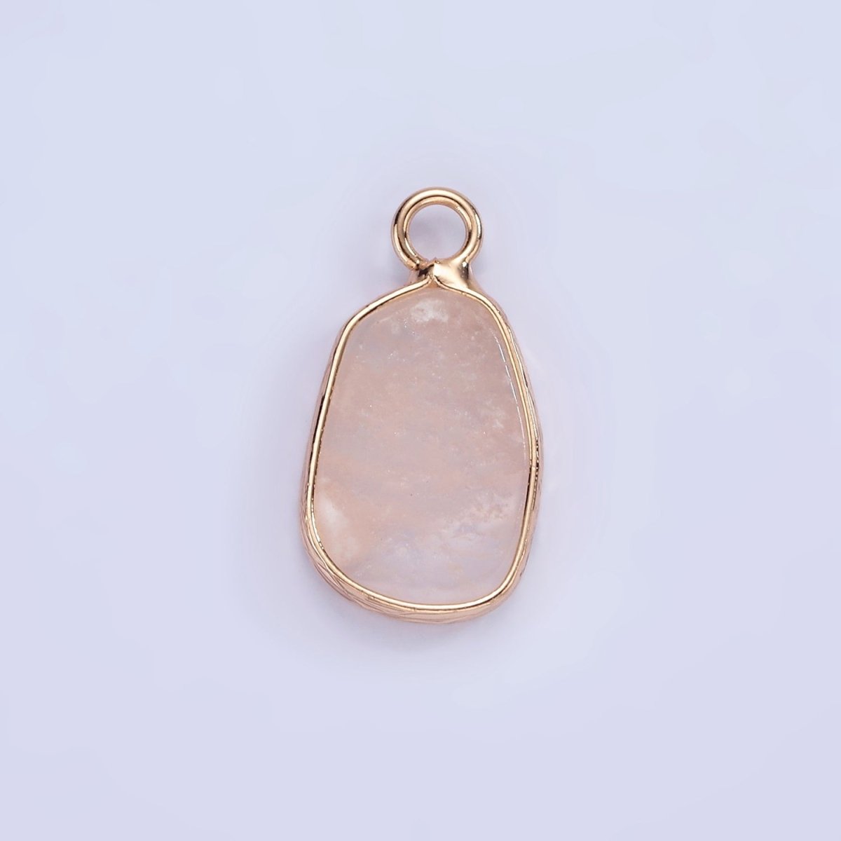 14K Gold Filled Rose Quartz, Pink Quartz, Amethyst Abstract Oval Bezel Charm | N1696 - N1698 - DLUXCA