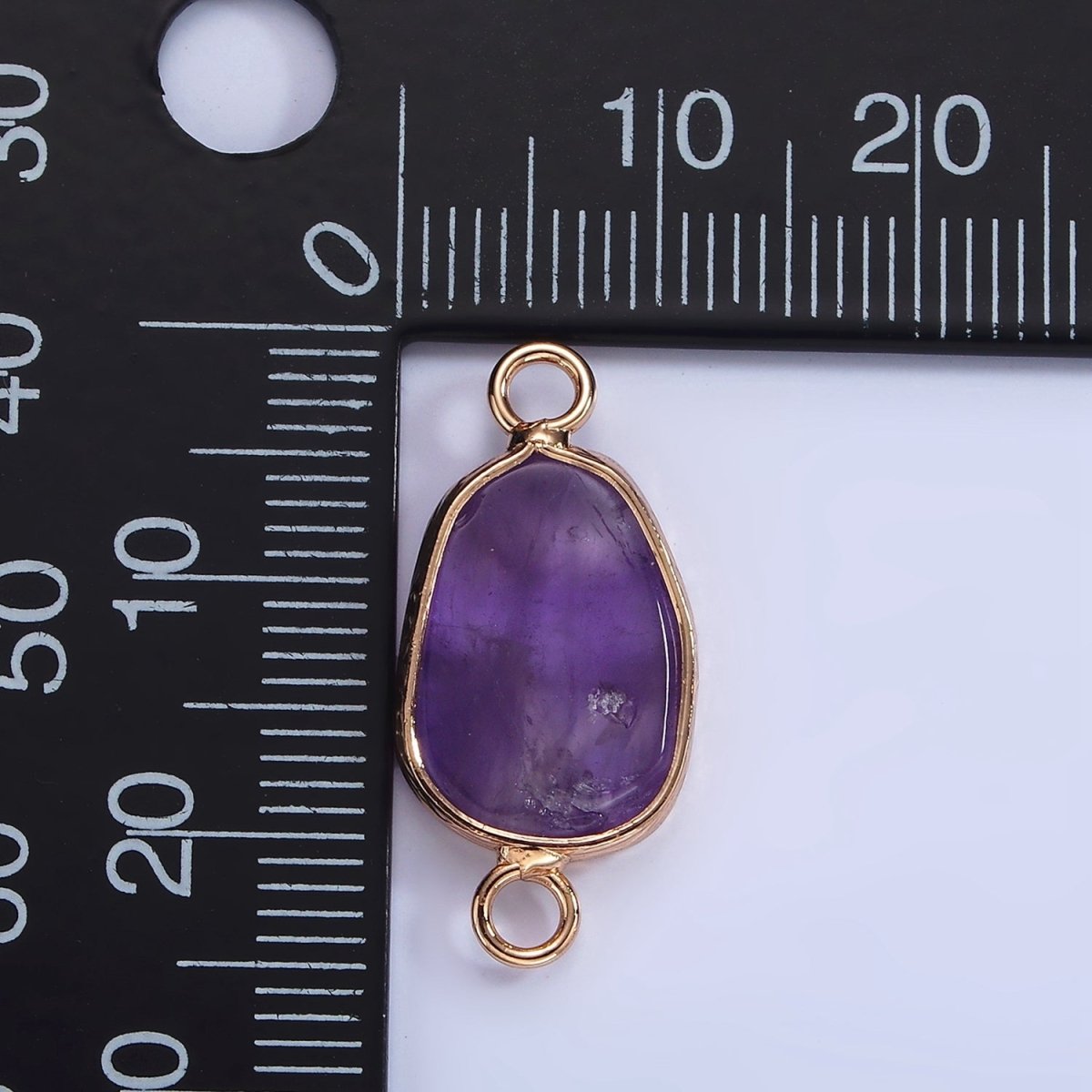 14K Gold Filled Rose Quartz, Pink Quartz, Amethyst Abstract Oval Bezel Connector | G-011 - G-013 - DLUXCA