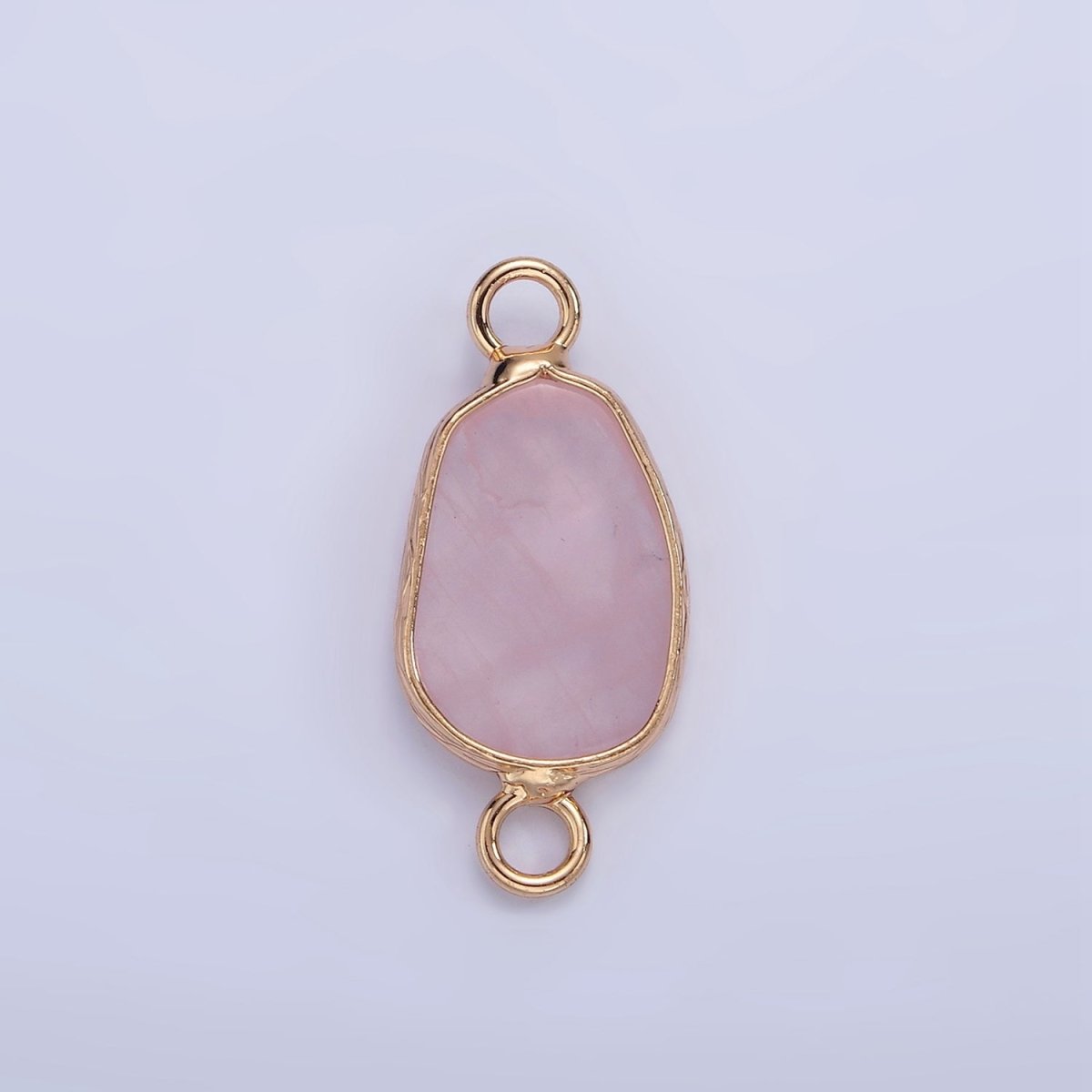 14K Gold Filled Rose Quartz, Pink Quartz, Amethyst Abstract Oval Bezel Connector | G-011 - G-013 - DLUXCA