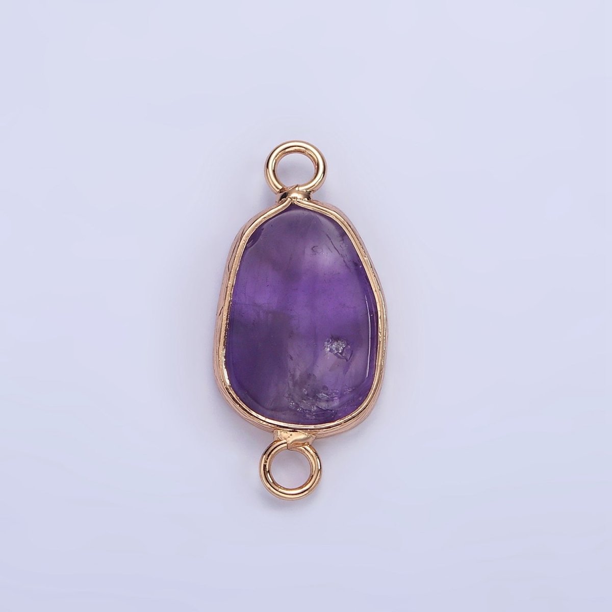 14K Gold Filled Rose Quartz, Pink Quartz, Amethyst Abstract Oval Bezel Connector | G-011 - G-013 - DLUXCA