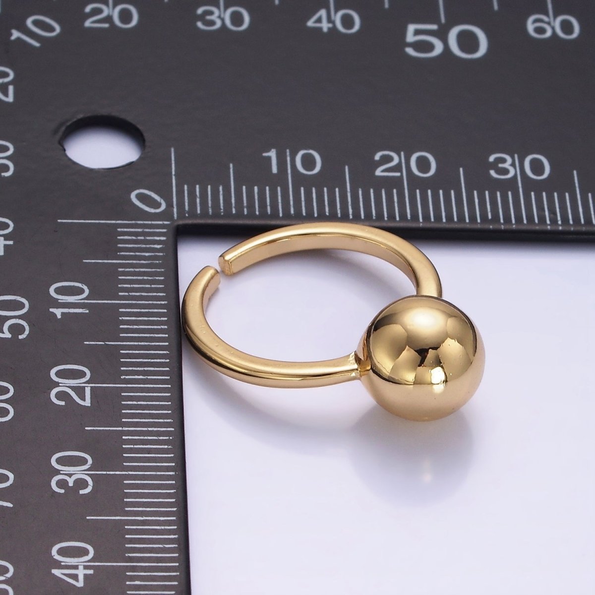 14K Gold Filled Round Bead Bubble Minimalist Solitaire Ring | O1259 - DLUXCA