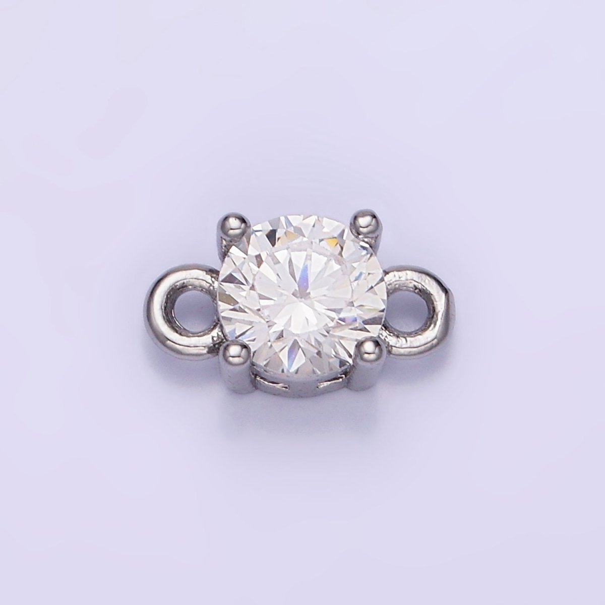 14K Gold Filled Round Birthstone CZ Solitaire Connector in Gold & Silver | G297 - G308 - DLUXCA