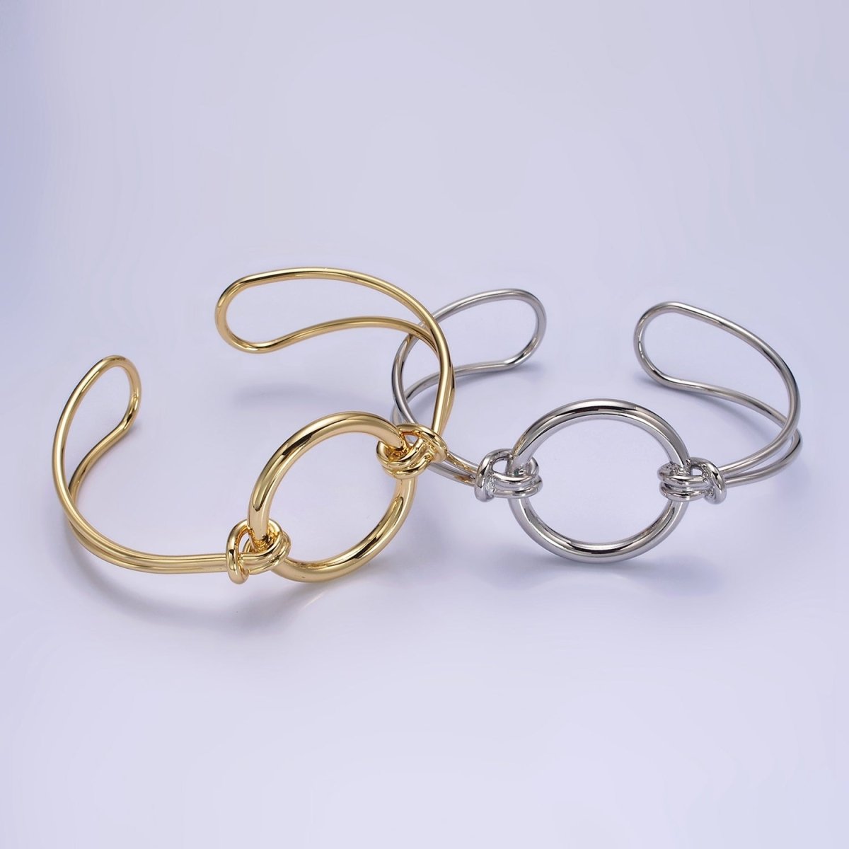 14K Gold Filled Round Circle Rope Tied Minimalist Cuff Bangle Bracelet in Silver & Gold | WA-1943 WA-1944 Clearance Pricing - DLUXCA