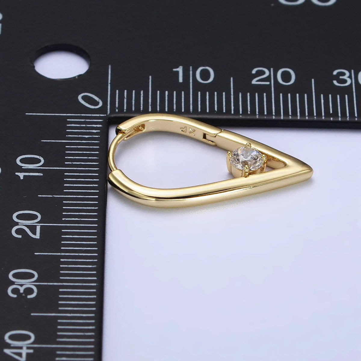 14K Gold Filled Round Clear CZ 22mm, 24mm Geometric Triangle Earrings | AB277 AB240 - DLUXCA
