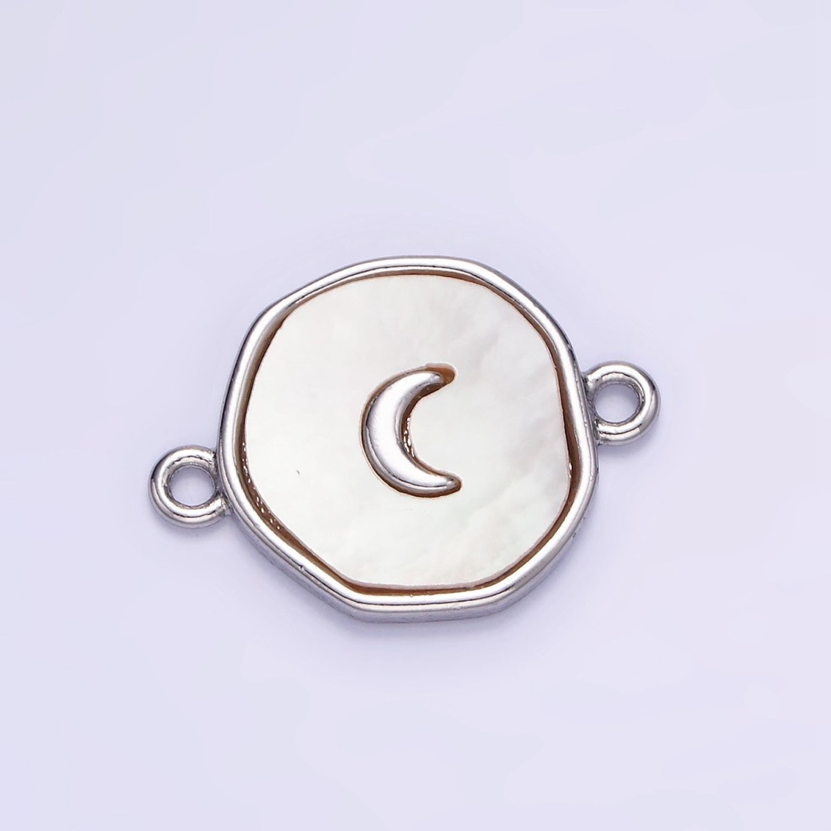 14K Gold Filled Round Coin Crescent Moon Charm Connector Shell Pearl Link Connector | G285 - DLUXCA