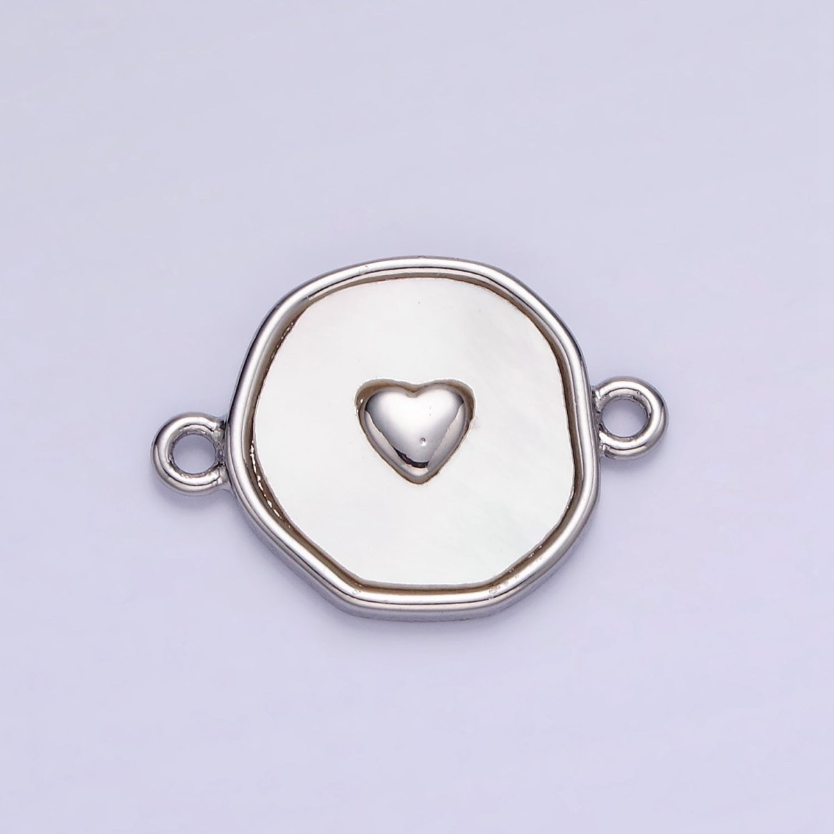 14K Gold Filled Round Coin Heart Charm Connector Shell Pearl Link Connector | G286 - DLUXCA