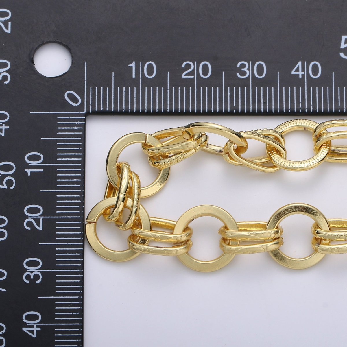 14K Gold Filled Round Double Rolo Link Chain By Yard, Gold Filled Cable Chain By Foot, Round Diameter is 11.9mm | ROLL-304 Clearance Pricing - DLUXCA