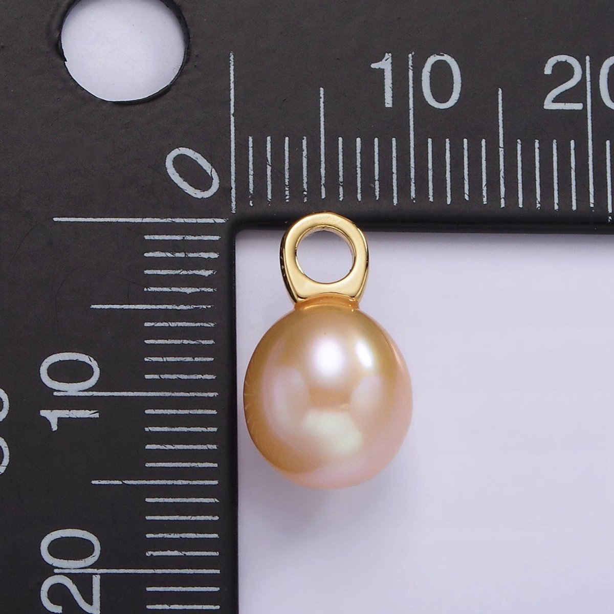 14K Gold Filled Round Pink Freshwater Pearl Drop Pendant | P1662 - DLUXCA