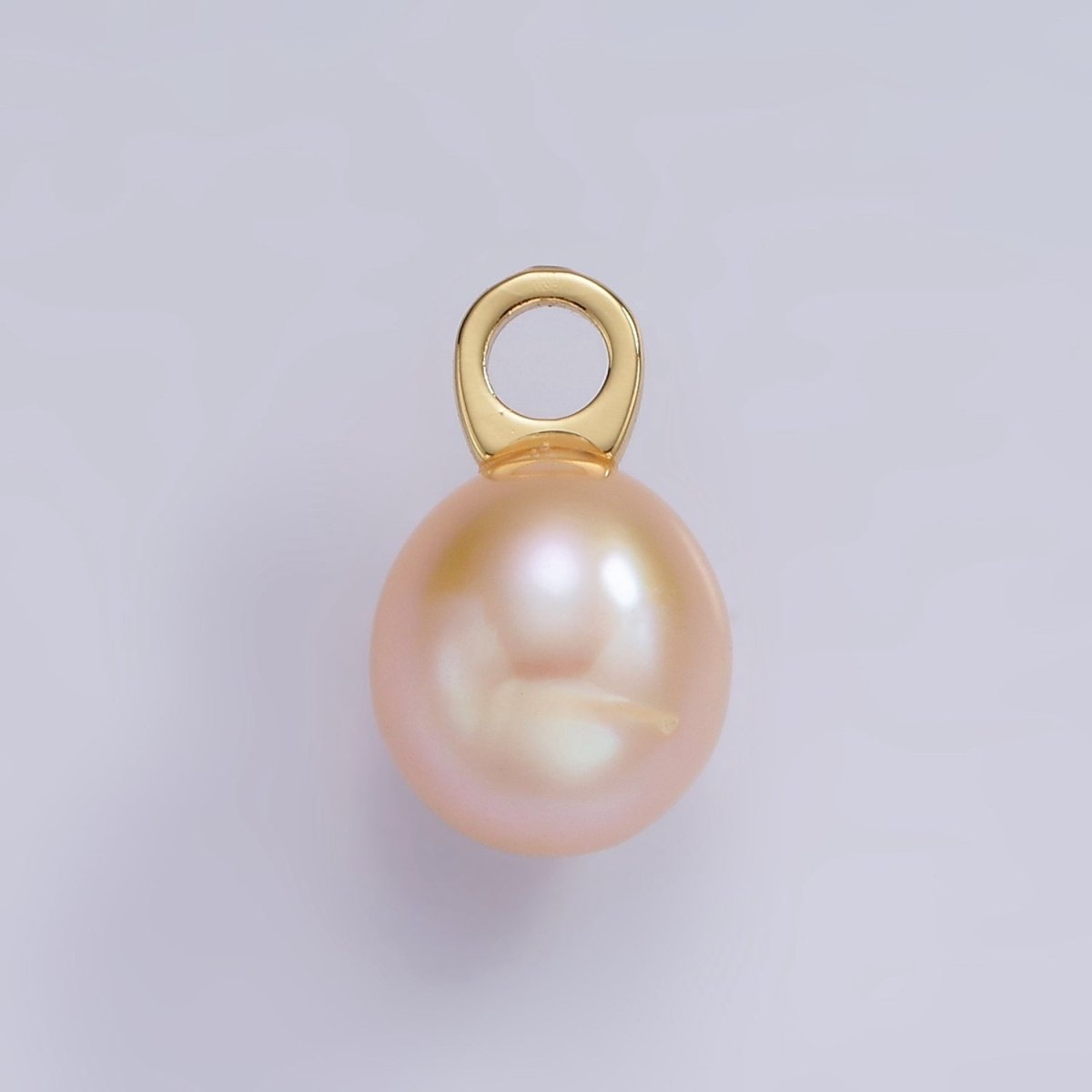 14K Gold Filled Round Pink Freshwater Pearl Drop Pendant | P1662 - DLUXCA