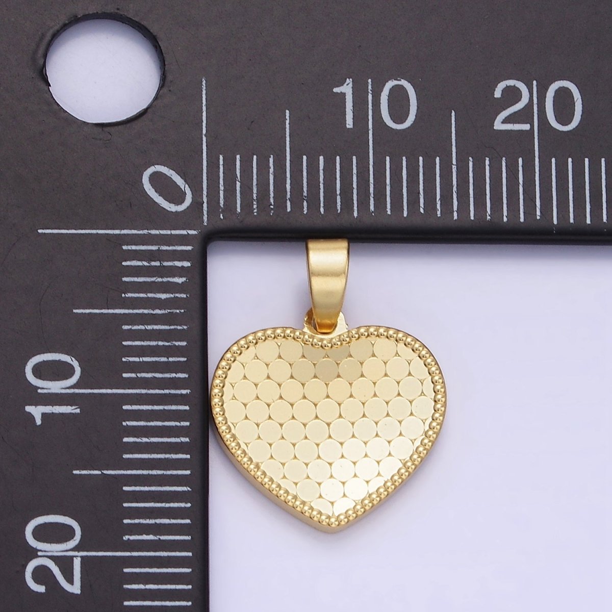 14K Gold Filled Round Textured Minimalist Heart Pendant in Gold & Silver | AA1265 - DLUXCA