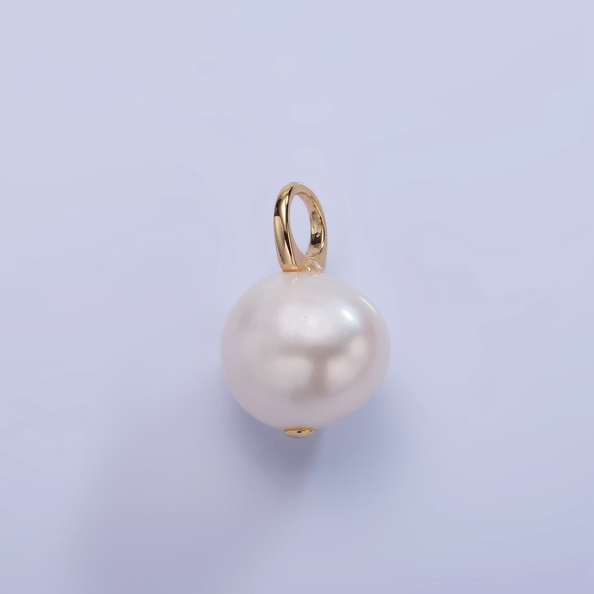 14K Gold Filled Round White Freshwater Pearl Drop Pendant | P1711 - DLUXCA