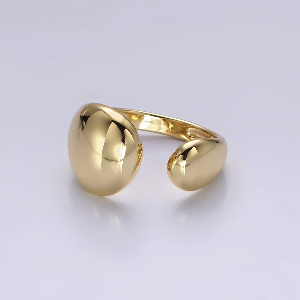 14K Gold Filled Rounded Flat Bar Minimalist Wrap Claw Ring | O579 - DLUXCA