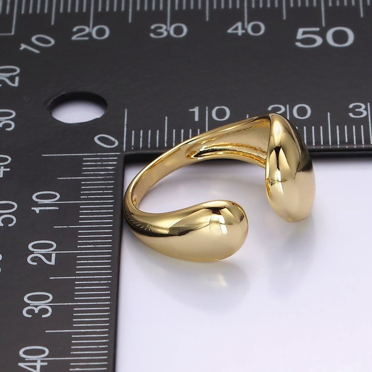 14K Gold Filled Rounded Flat Bar Minimalist Wrap Claw Ring | O579 - DLUXCA