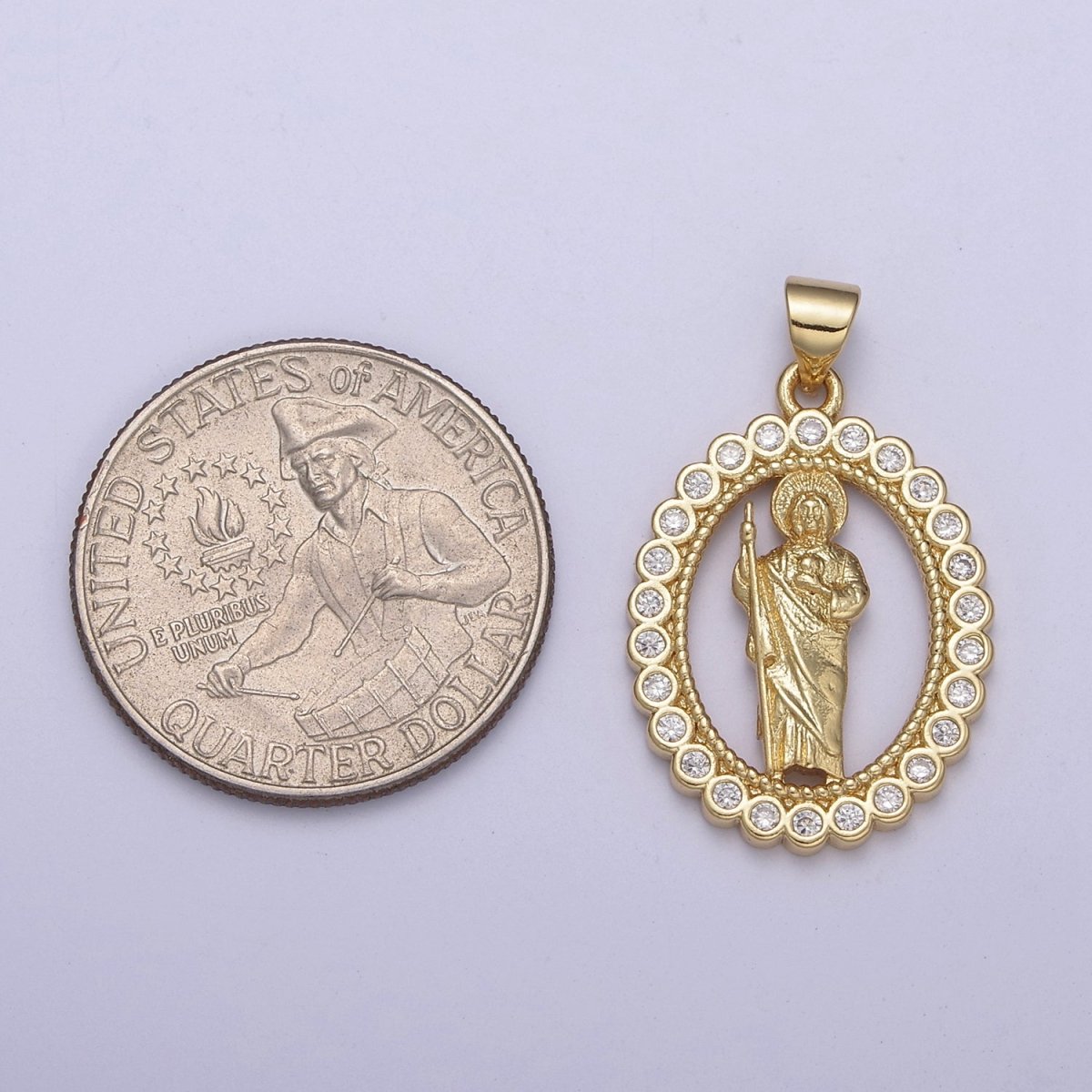 14k Gold filled Saint Jude Pendant San Judas Tadeo Charm necklace, religious jewelry, catholic necklace, San Judas Tadeo charm H-226 - DLUXCA