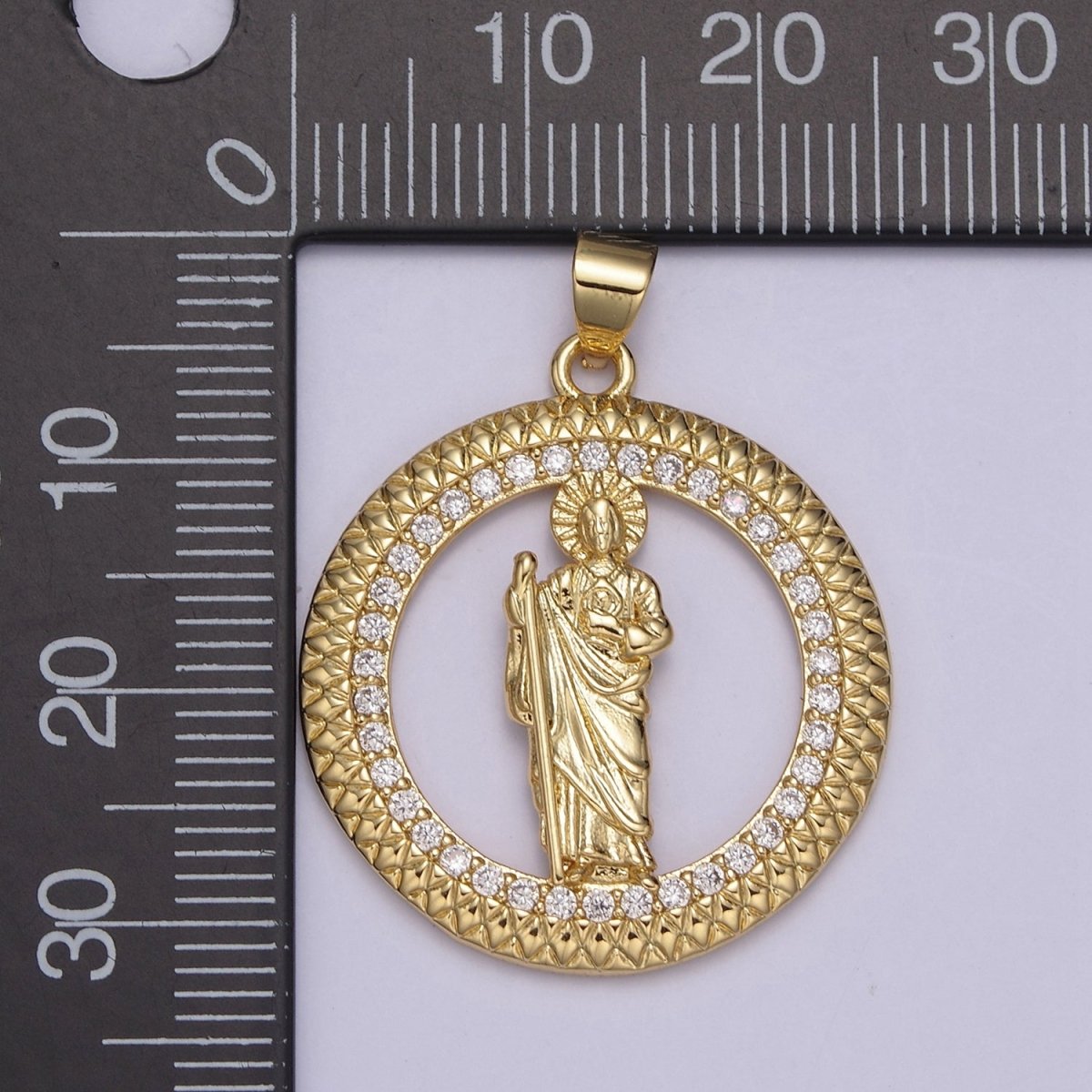 14K Gold Filled Saint Jude Round Religious Medallion Pendant