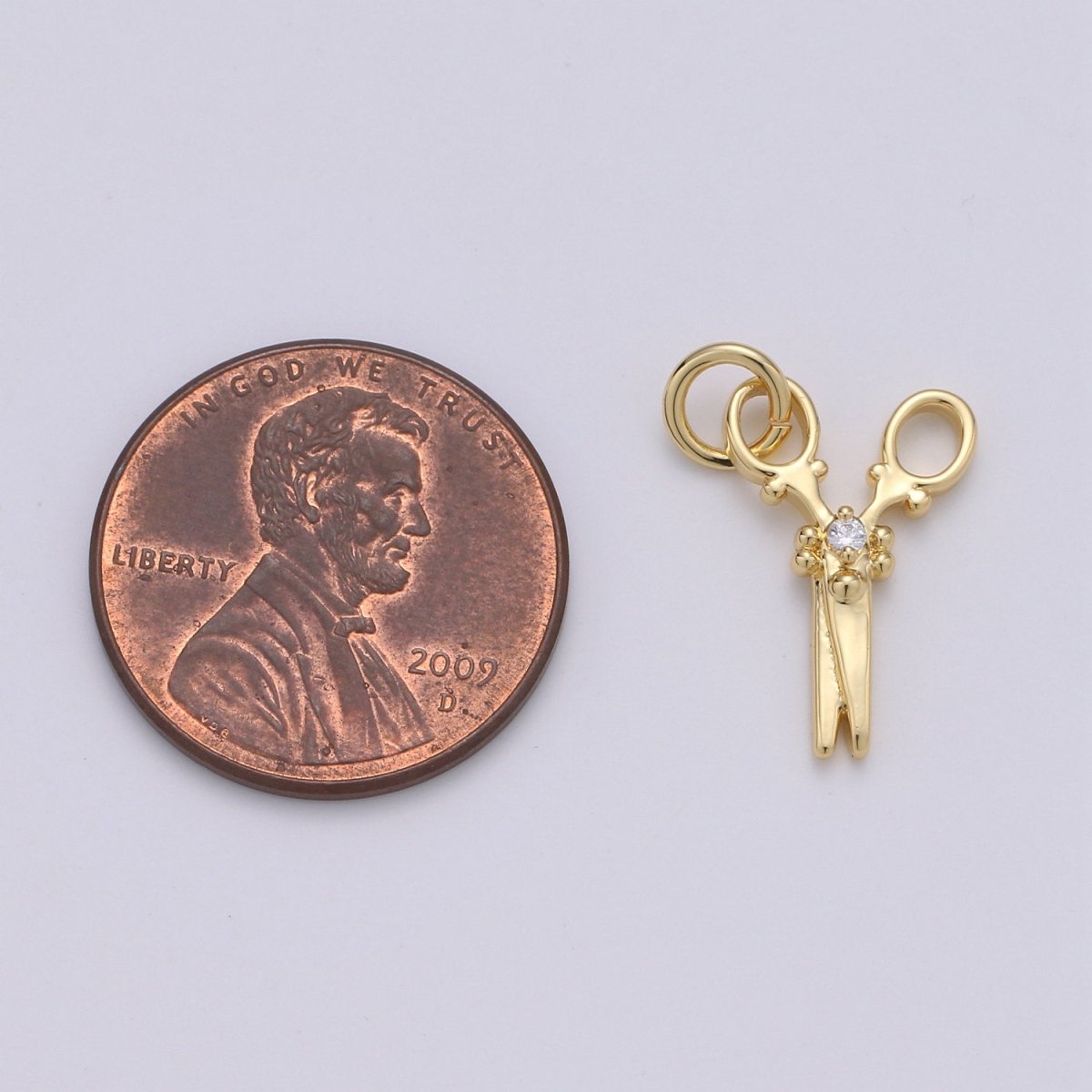 14k Gold Filled Scissor Pendant Charm, Dainty scissor charm Gold Filled Pendant, For Jewelry Making Supply D-635 - DLUXCA