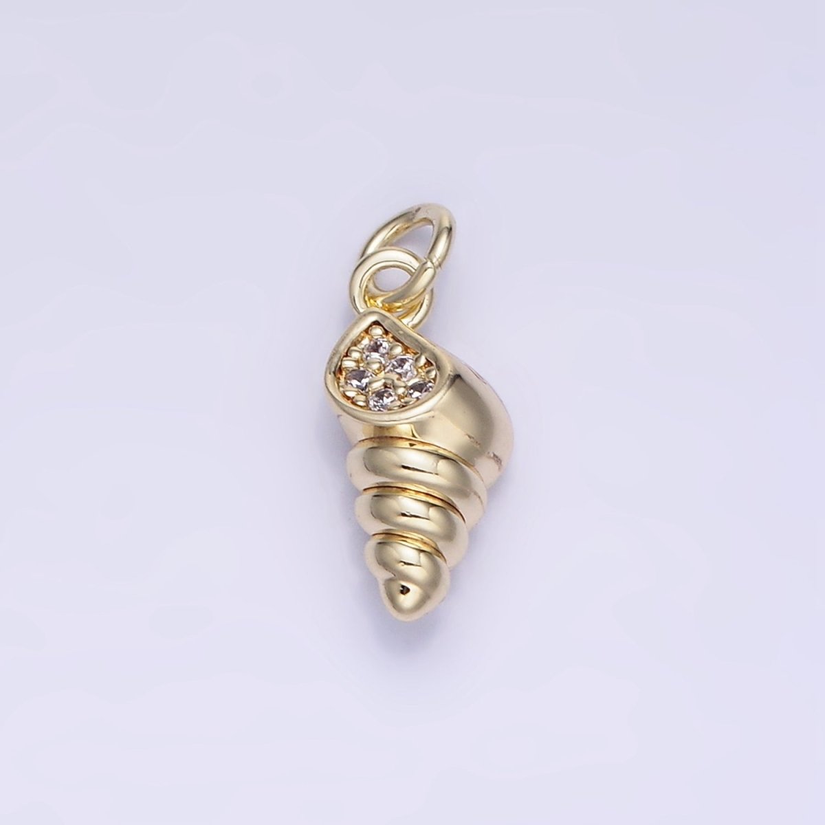 14k Gold Filled Seashell 15mm CZ Mini Shell Charm | AG-674 - DLUXCA