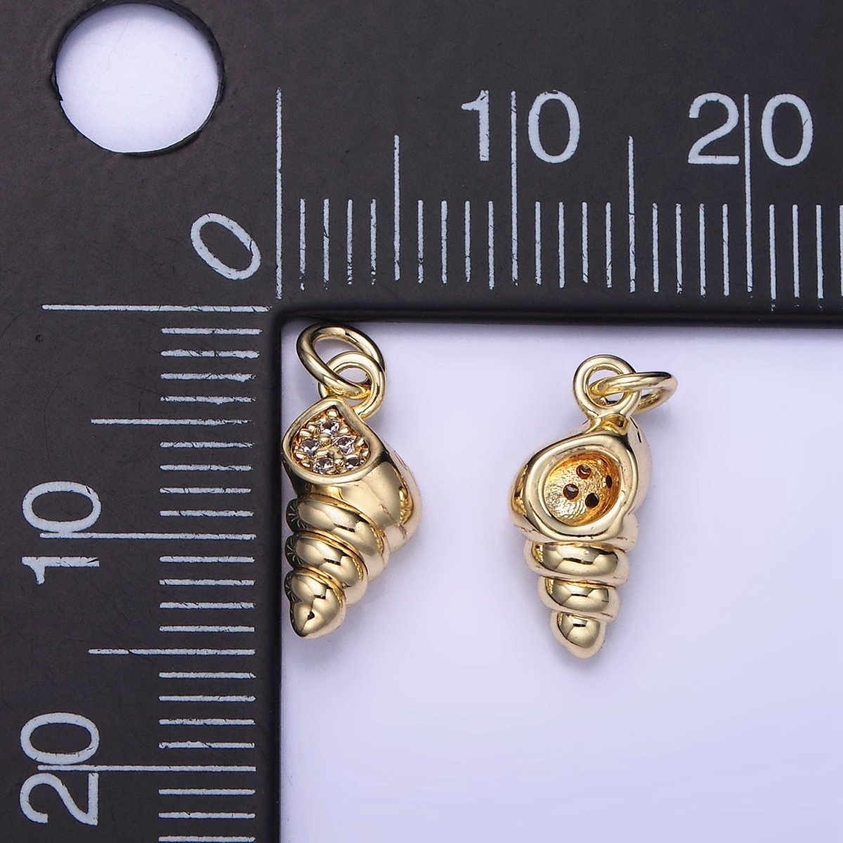 14k Gold Filled Seashell 15mm CZ Mini Shell Charm | AG-674 - DLUXCA