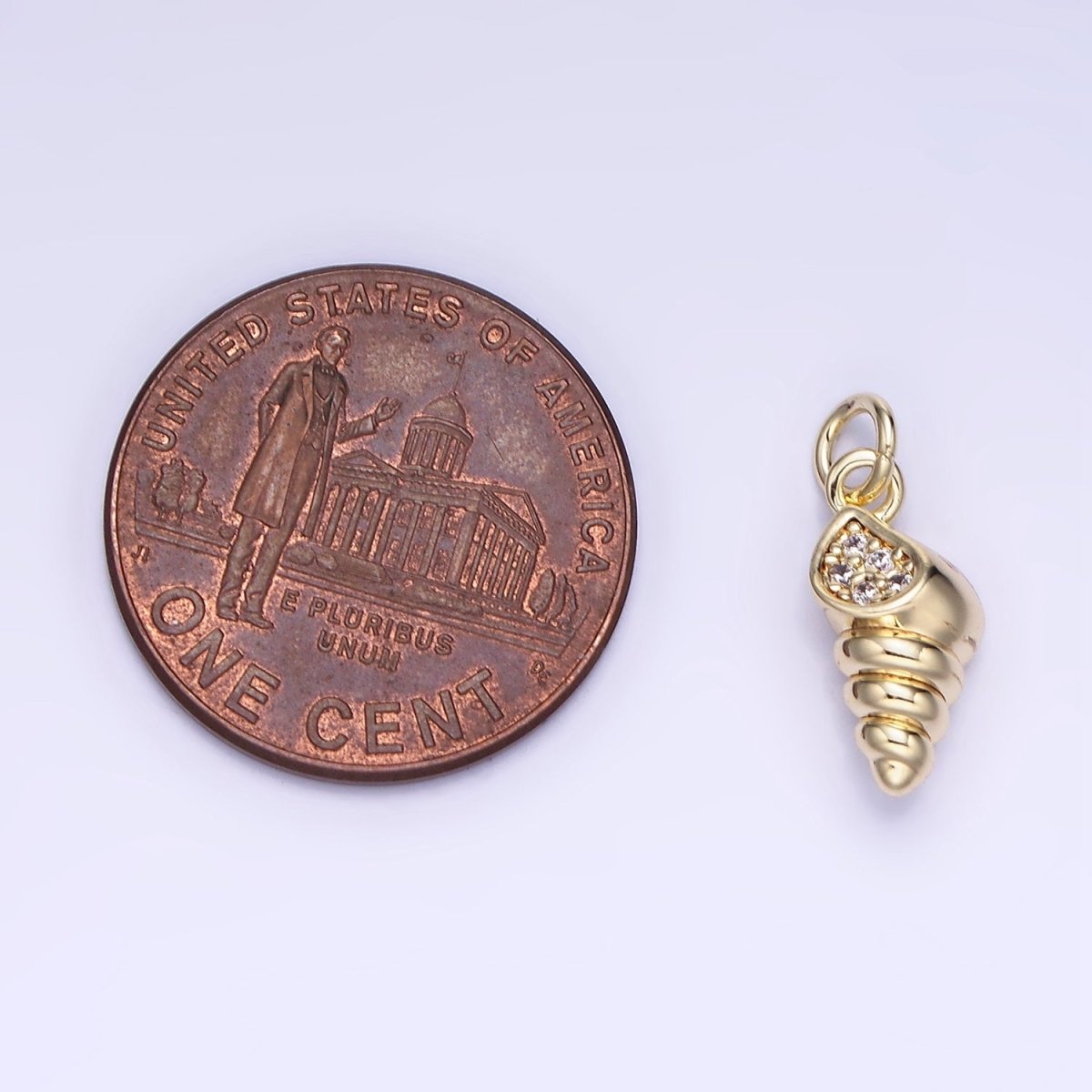 14k Gold Filled Seashell 15mm CZ Mini Shell Charm | AG-674 - DLUXCA