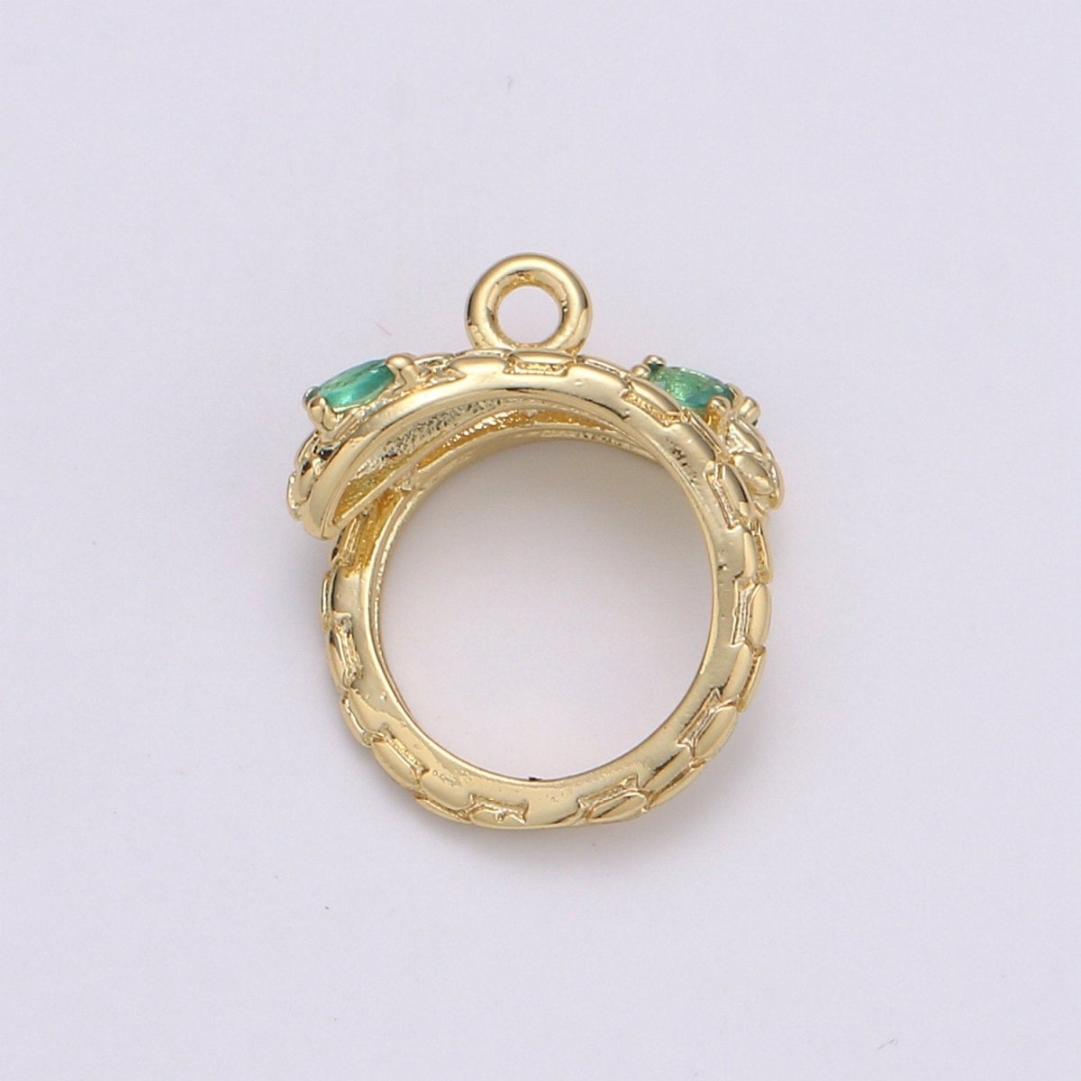 14K Gold Filled Serpent Pendant with Green CZ, Ancient Greek Mythology Pendant, Earing DIY, Snake Pendant, Green CZ C-429 - DLUXCA