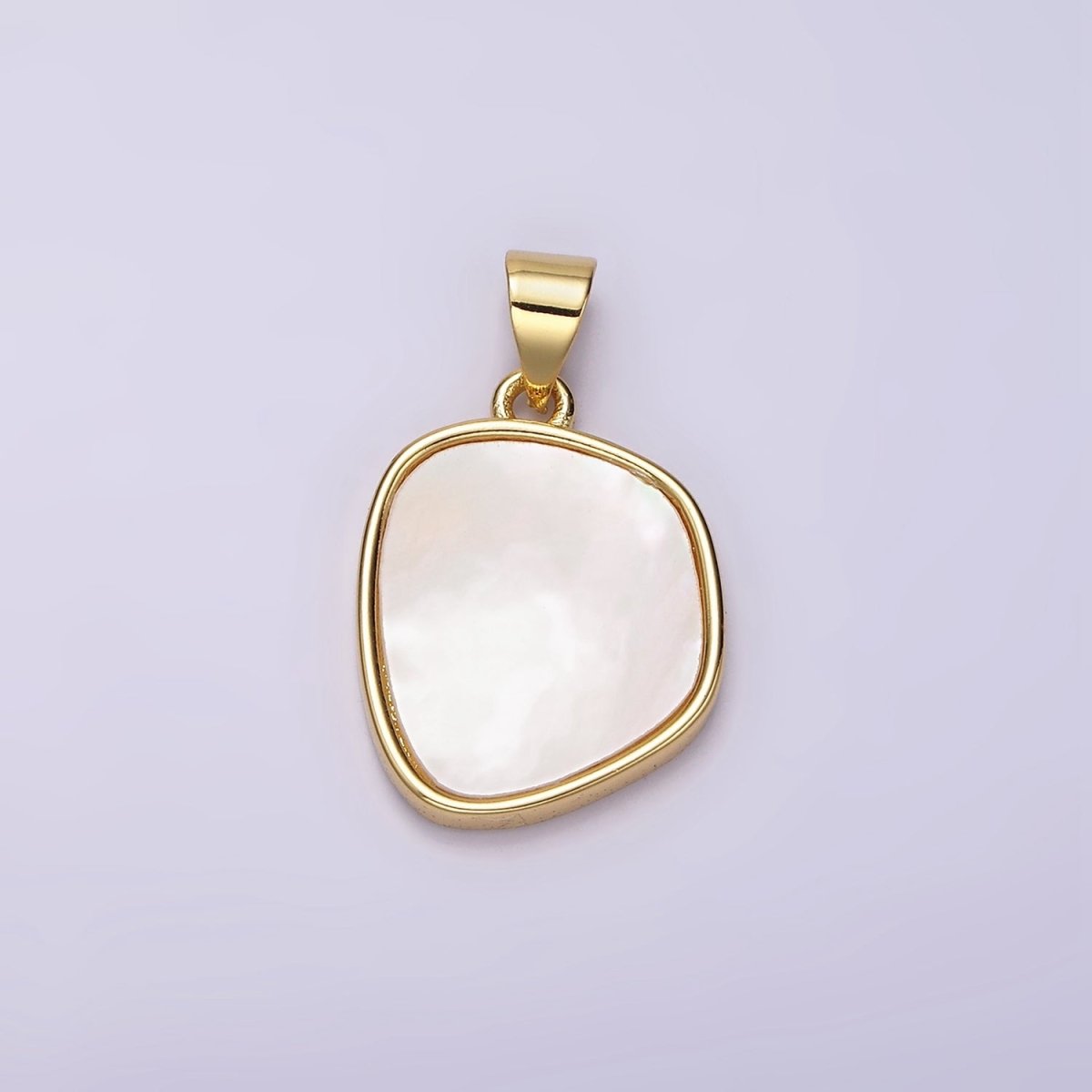 14K Gold Filled Shell Pearl Abstract Bezel Pendant | N1950 - DLUXCA