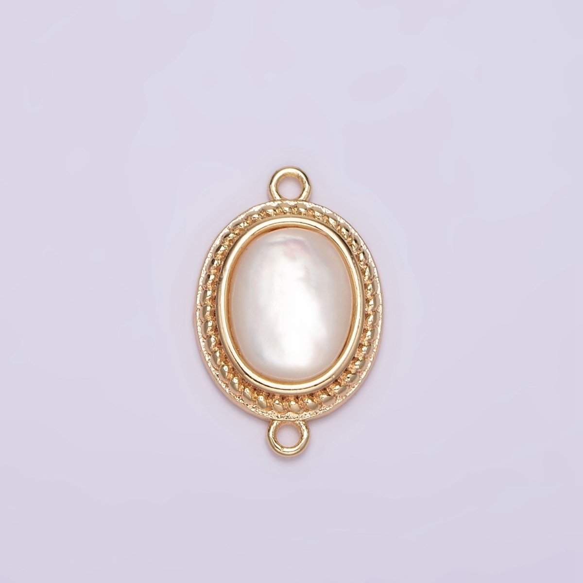 14K Gold Filled Shell Pearl Braided Bezel Oval Connector in Gold & Silver | G264 - DLUXCA