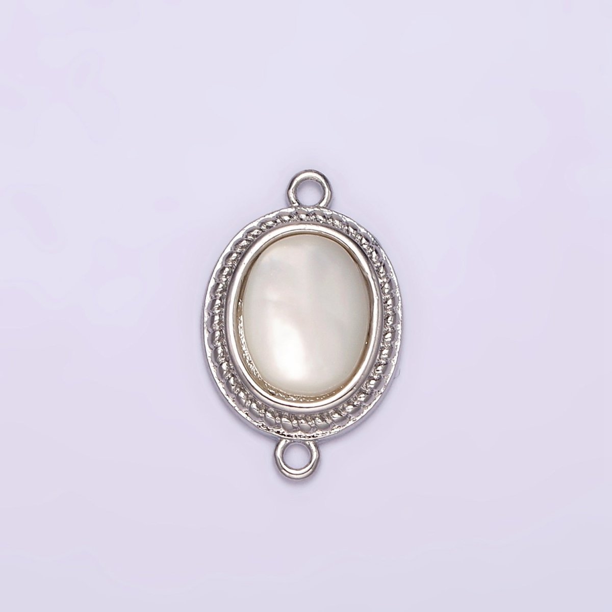 14K Gold Filled Shell Pearl Braided Bezel Oval Connector in Gold & Silver | G264 - DLUXCA