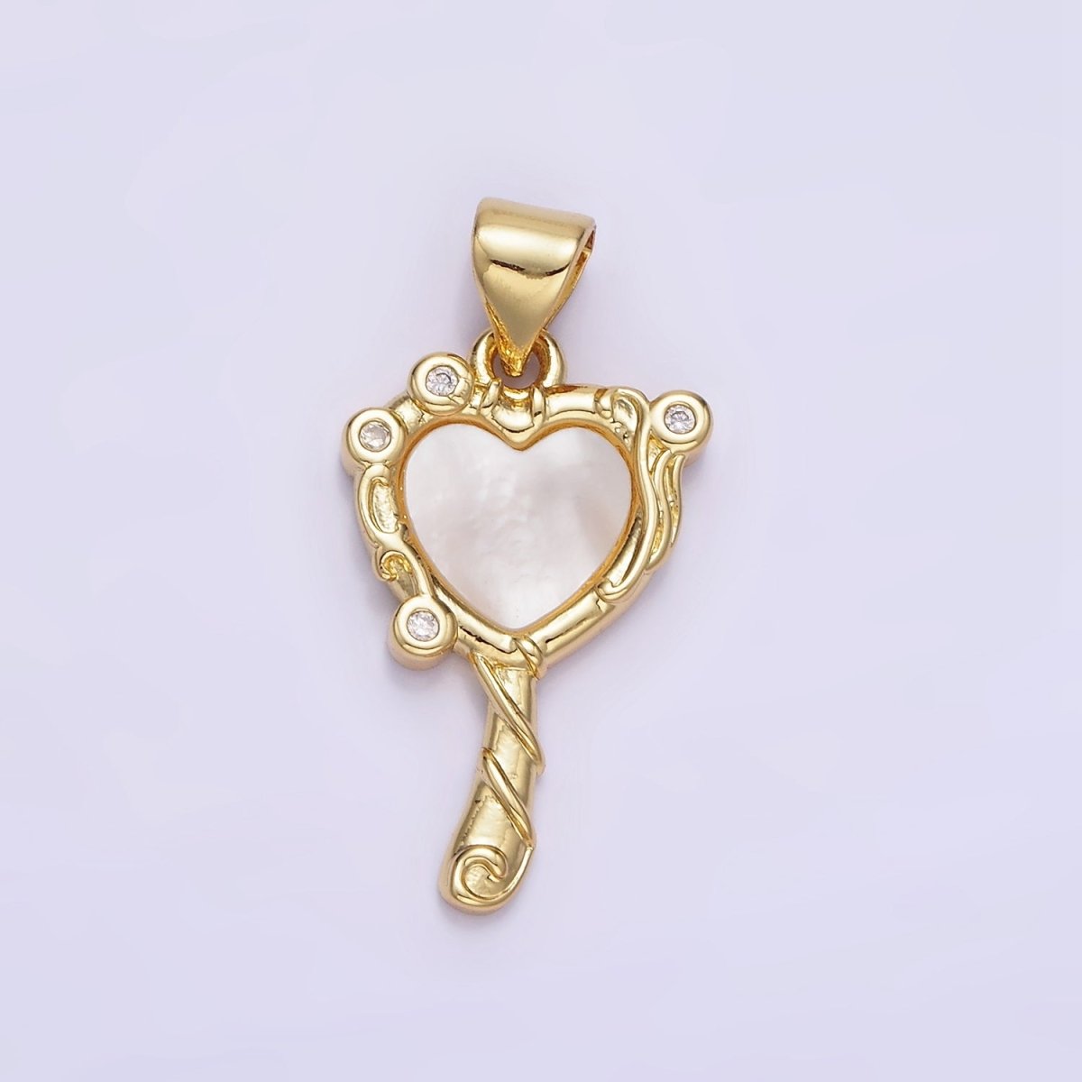 14K Gold Filled Shell Pearl CZ Molten Heart Pendant in Gold & Silver | AA1189 - DLUXCA