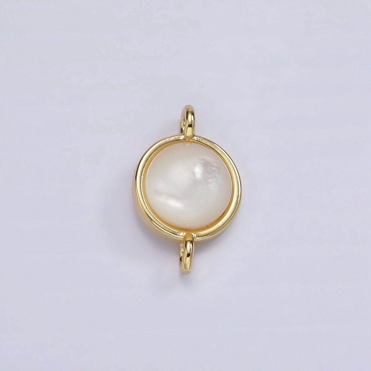 14K Gold Filled Shell Pearl Round Bezel Connector | G225 - DLUXCA