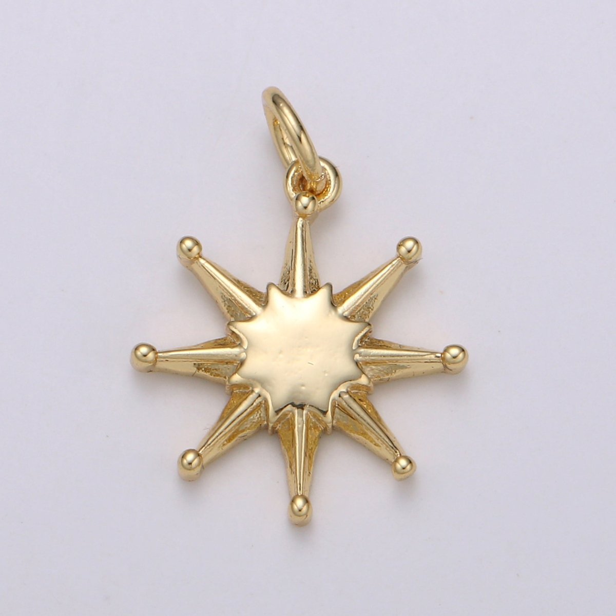 14K Gold Filled Shining Star Pendant Shining Star Charm, Celestial Jewelry Northern Star ChaRM Eight Point Star Charm E-055 - DLUXCA